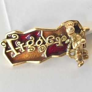 Vintage Disney Tigger Pin Brooch Disneyana Winnie The Pooh Signed Enamel Gold
